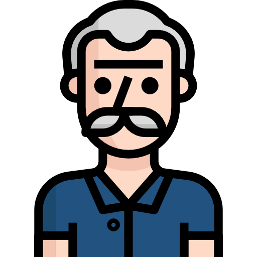 Elderly gentleman with white hair and formal shirt